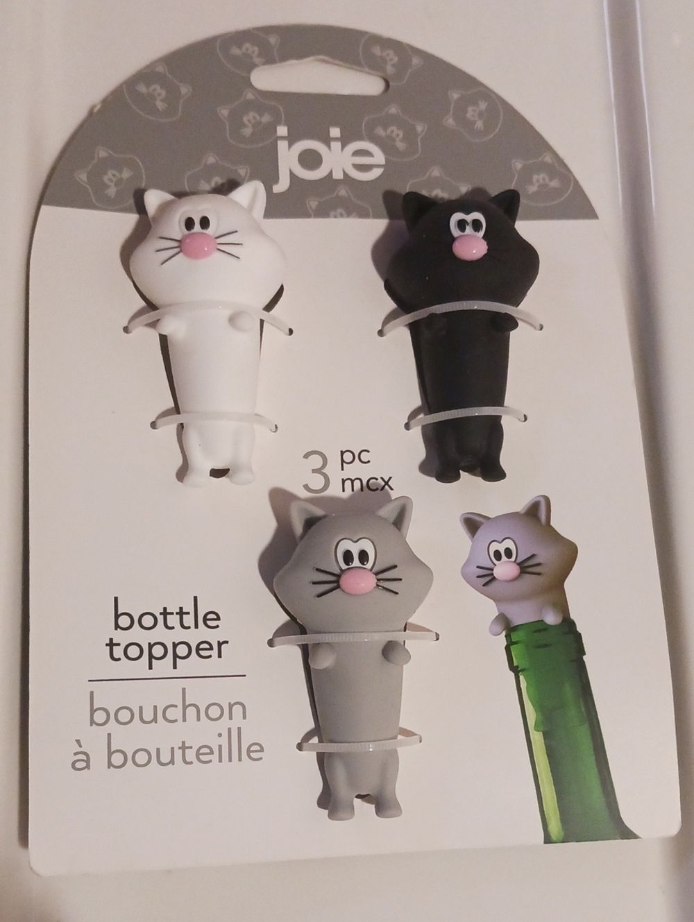 Adorable! Joie Cat Bottle 🍾 Toppers - White, Black, Gray 🍾
